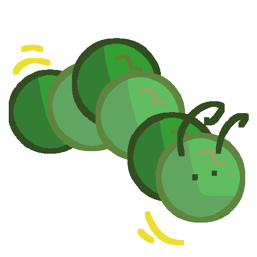 a cartoonish green wiggly caterpillar